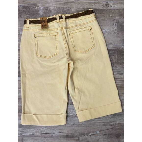 Jeanstar Bermuda Corduroy Shorts Stretch Cuffed Lemon Yellow Women’s Sz 12 - Picture 4 of 5